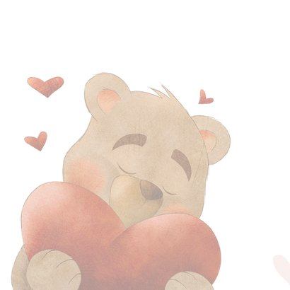 Valentijnskaart met beer 'big hugs' en hart 2