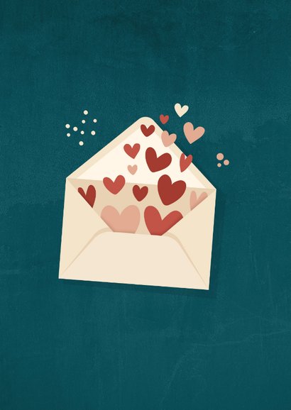 Valentijnskaart met enveloppe met hartjes 2