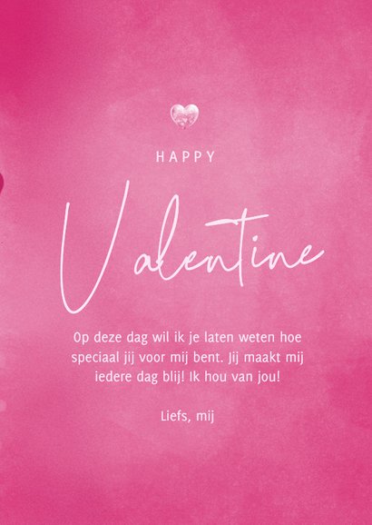 Valentijnskaart met foto en sprankelend roze hart 3