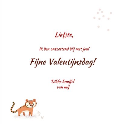 Valentijnskaart met illustratie van tijger en hart 3