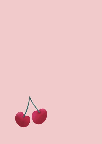 Valentijnskaart met kersen en tekst I like you cherry much 2