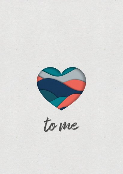 Valentijnskaart met paper cutout hart in petrol en coral 2