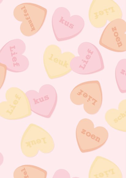 Valentijnskaart met snoephartjes en de naam van je geliefde 2
