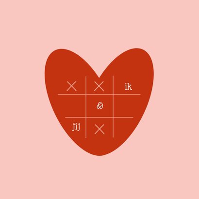 Valentijnskaart met spel en de tekst Jij won mijn hart 2
