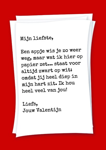 Valentijnskaart met vintage typemachine 3