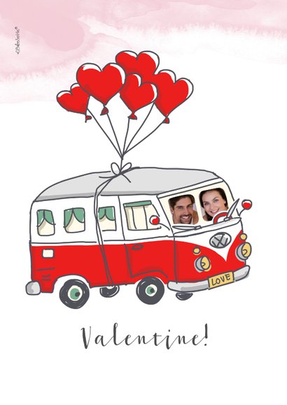 Valentijnskaart met vw busje met hart en foto's 2