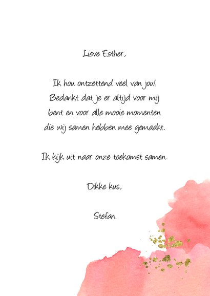 Valentijnskaart met waterverf liefde kaart 3