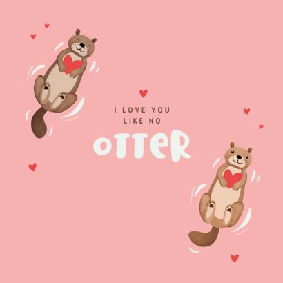 Valentijnskaart otters hartjes liefde vriendschap 2