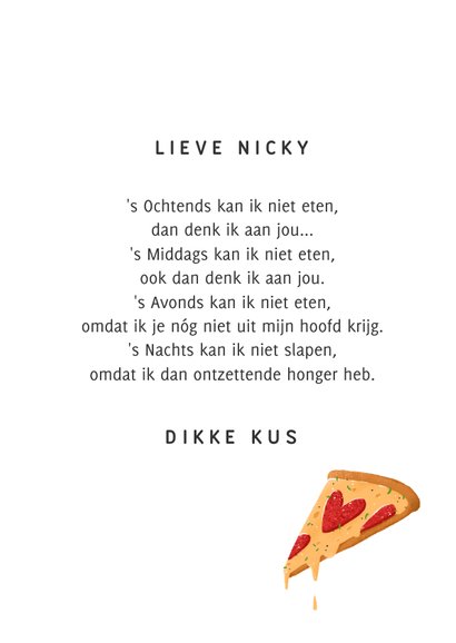 Valentijnskaart pizza lekker stuk lekkerding hartjes humor 3