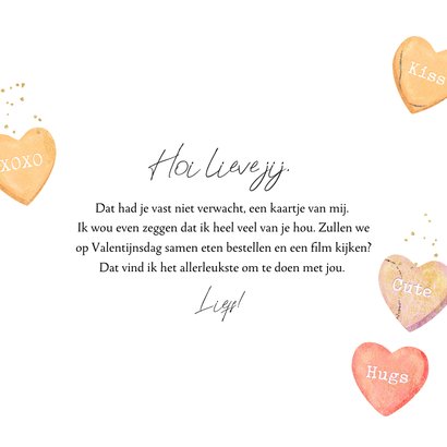 Valentijnskaart snoephartjes will you be my Valentine goud  3