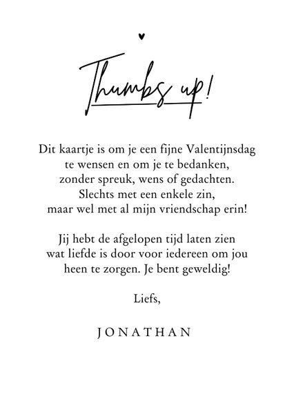 Valentijnskaart trots bedankt duimpje liefde thumbs up 3