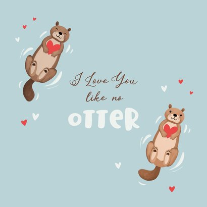 Valentijnskaart twee otters foto grappig hartjes 2