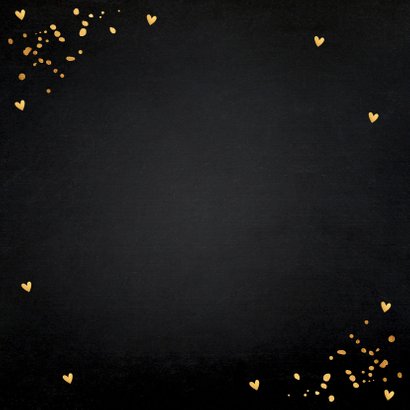 Valentijnskaart typografie zwart goudlook confetti Achterkant