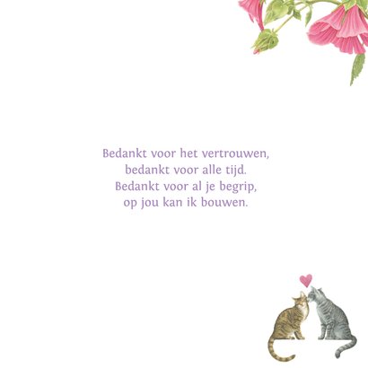 Valentijnskaart vol bloemen met 2 katten in de hoofdrol 3