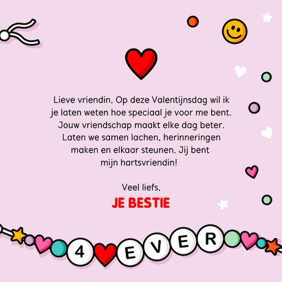 Valentijnskaart vriendschapsarmbandjes best friends 4 ever 3