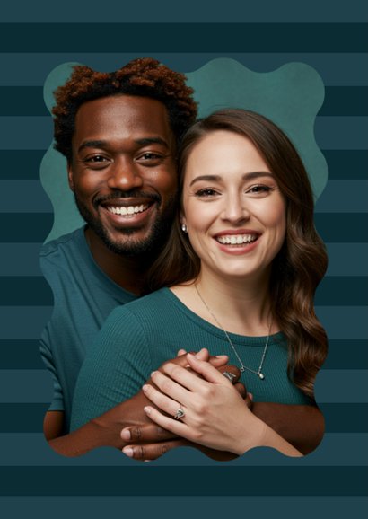 Valentijnskaartje gestreept ik hou van jou hartjes blauw 2