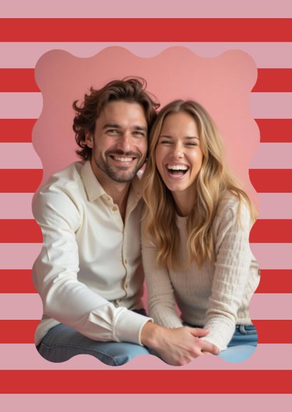 Valentijnskaartje gestreept ik hou van jou hartjes 2