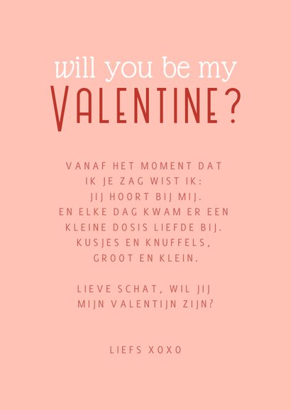 Valentijnskaartje hartjes will you be my valentine? 3