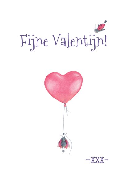 Valentijnskaartje lieveheersbeestjes met hartjesballonnen 3