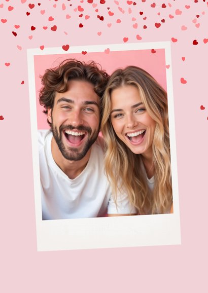 Valentijnskaartje roze met kleine hartjes foto love you 2