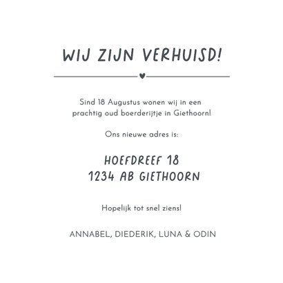 Verhuisbericht kaart met foto's in de letters NEW HOME 3