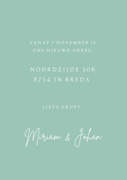 Verhuisbericht retro voordeur pastelgroen 3