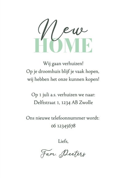 Verhuiskaart adreswijziging new home bladeren stijlvol 3