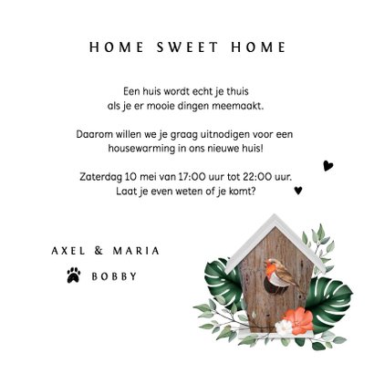 Verhuiskaart hip met vogelhuisje en roodborstje 3