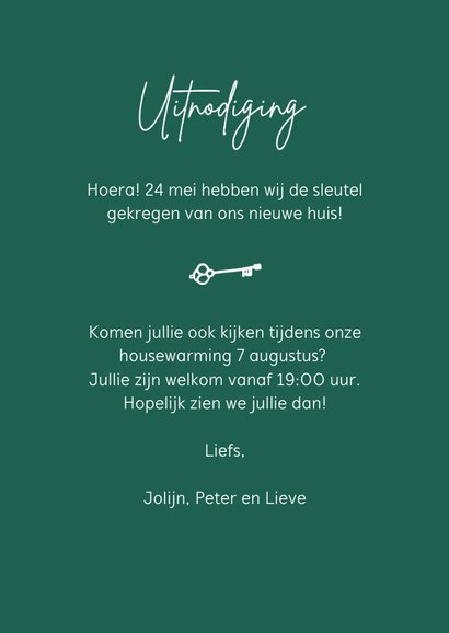 Verhuiskaart housewarming nieuwe woning huisjes sleutel 3