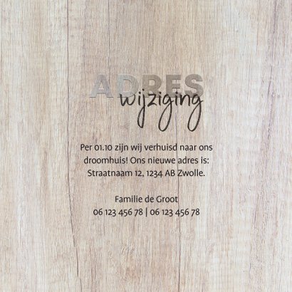 Verhuiskaart hout adreswijziging met foto's 3