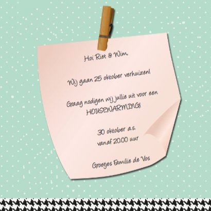 Verhuiskaart houten letterbak huis 3