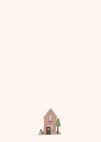 Verhuiskaart illustratie huisje boompje beestje Achterkant