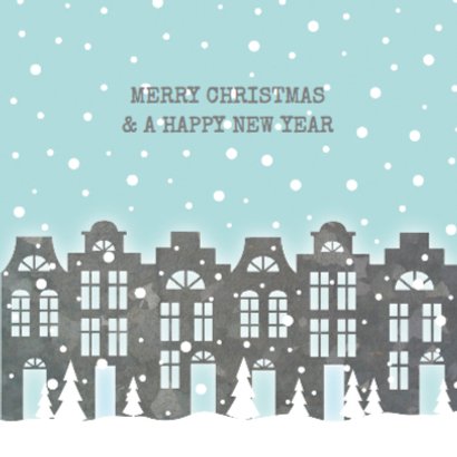Verhuiskaart Kerstkaart Huisjes 2