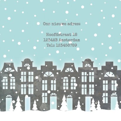 Verhuiskaart Kerstkaart Huisjes 3