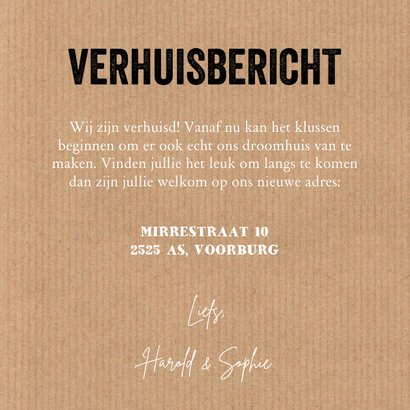 Verhuiskaart kraftlook slinger typografie huisjes 3