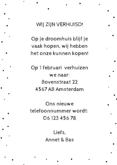 Verhuiskaart met Amsterdamse huisjes en reflectie 3