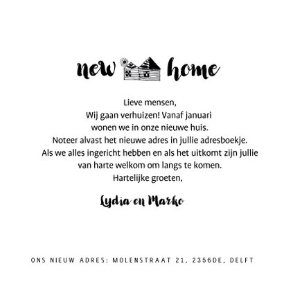 Verhuiskaart met een huisje en blauwe kleurvlekken 3