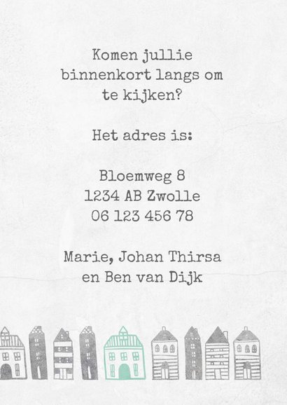 Verhuiskaart met geïllustreerde huisjes 3