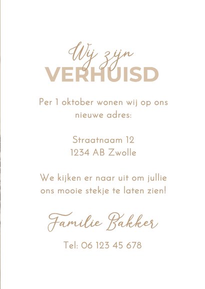 Verhuiskaart met grote foto wij zijn verhuisd verticaal 3