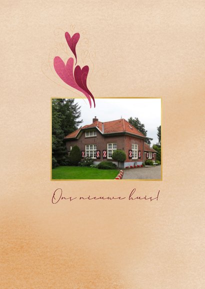 Verhuiskaart met huis en hartjes voor adreswijziging 2