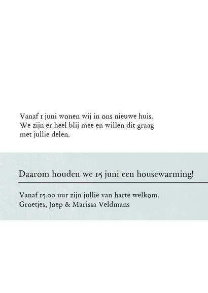 verhuiskaart met huis en speelse typografie 3