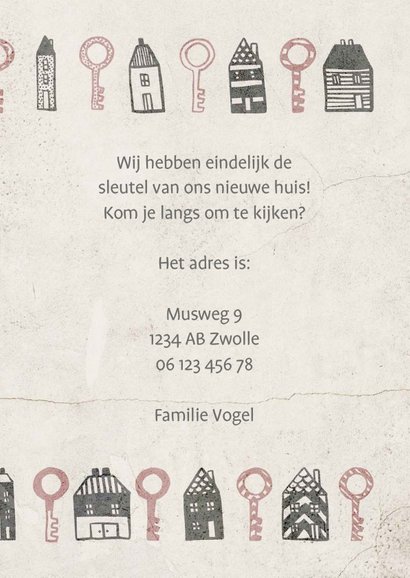 Verhuiskaart met huisjes en sleutels 3