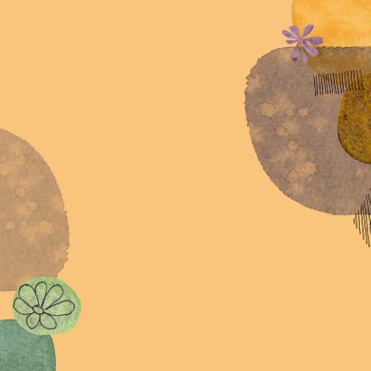 Verhuiskaart met plantjes en kleur vlekken Achterkant