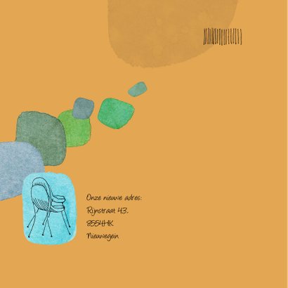 Verhuiskaart met plantjes en stoelen 2