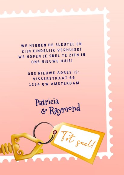 Verhuiskaart met sleutel en huisje 3