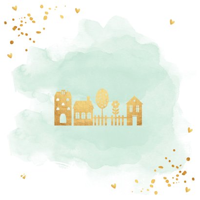 Verhuiskaart mintgroen watercolour foto goudlook 2