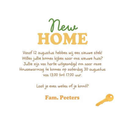 Verhuiskaart new home nieuw stekkie verhuisbericht sleutel 3