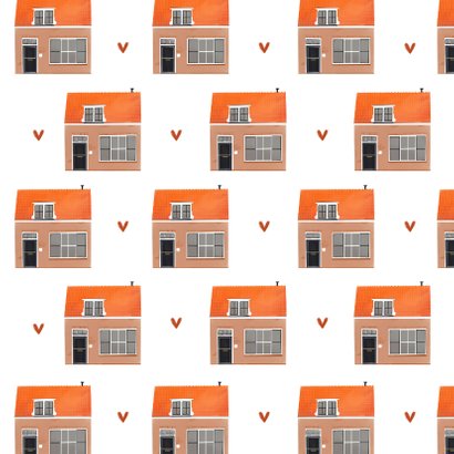 Verhuiskaart nieuwe woning huizen patroon illustratie Achterkant