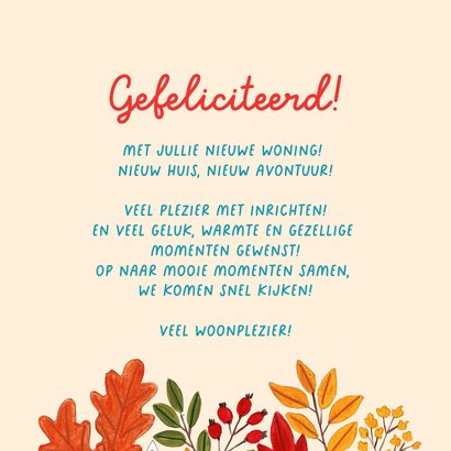 Verhuiskaart nieuwe woning met kleurrijke herfsthuizen 3