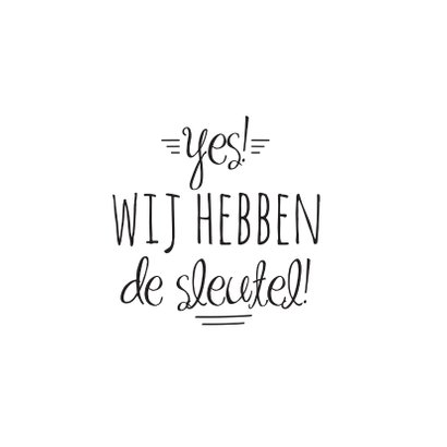 Verhuiskaart Yes wij hebben de sleutel zwart wit 2